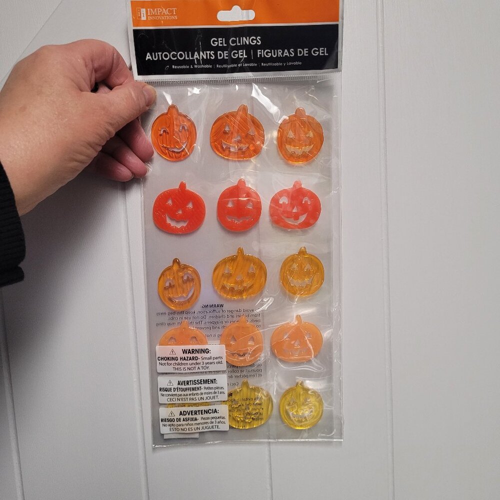 Halloween Pumpkin Gel Window Clings NWOT Reusable and Washable